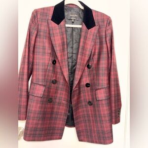 Massimo Dutti Red and Black Checkered Blazer, size 8